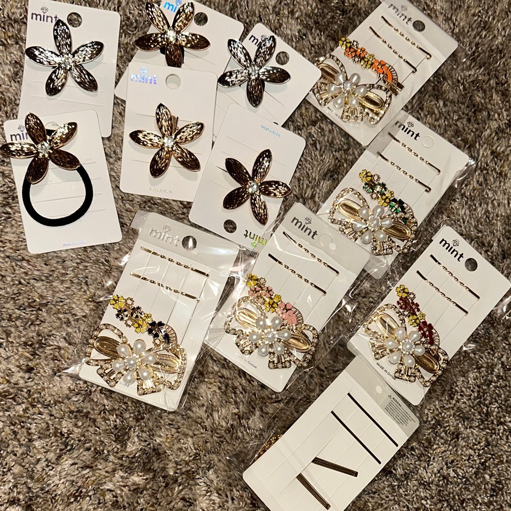 Mint Elegant Floral Hair Clip Collection